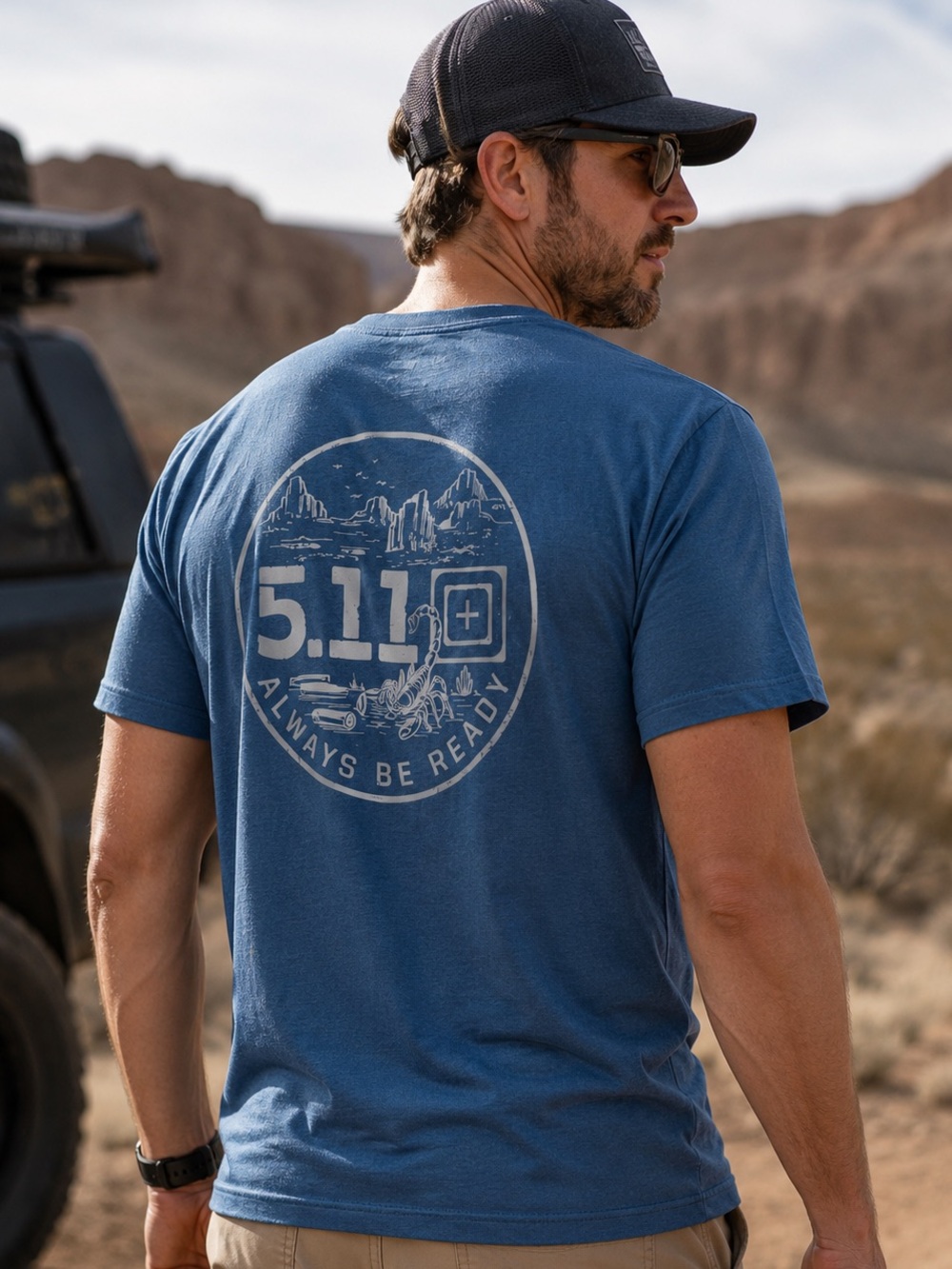 5.11 Tactical Desert Scape T-Shirt Men’s 2XL Blue Scorpion Graphic Tee NEW NWT!
